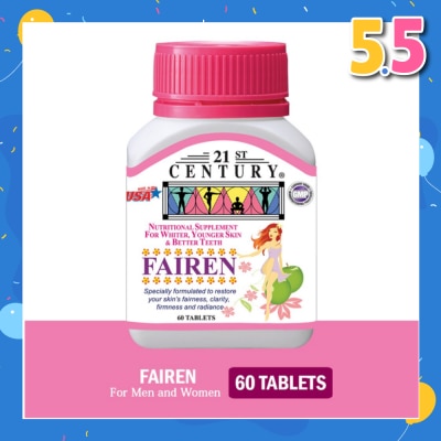 21ST CENTURY 21st CENTURY Fairen Nutritional Supplement For Men & Women Tablets (For Fairer Skin &  Better Teeth) 60s