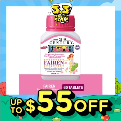 21ST CENTURY 21st CENTURY Fairen Nutritional Supplement For Men & Women Tablets (For Fairer Skin &  Better Teeth) 60s