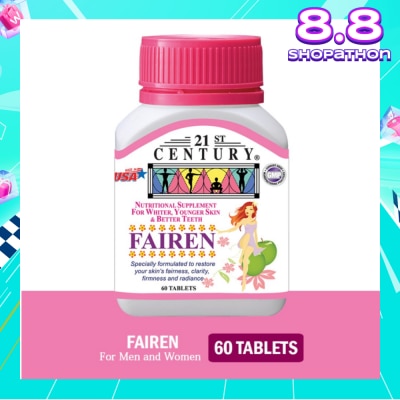 21ST CENTURY 21st CENTURY Fairen Nutritional Supplement For Men & Women Tablets (For Fairer Skin &  Better Teeth) 60s