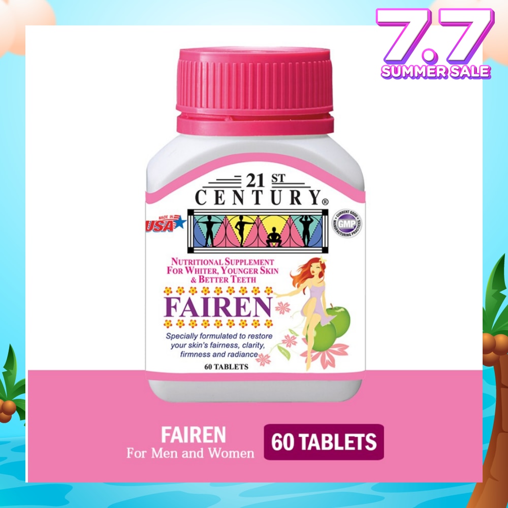 21st CENTURY Fairen Nutritional Supplement For Men & Women Tablets (For Fairer Skin &  Better Teeth) 60s
