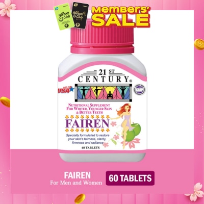 21ST CENTURY 21st CENTURY Fairen Nutritional Supplement For Men & Women Tablets (For Fairer Skin & Better Teeth) 60s