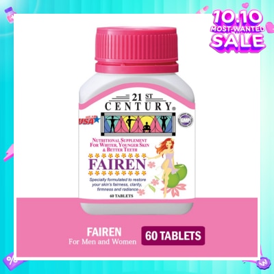 21ST CENTURY 21st CENTURY Fairen Nutritional Supplement For Men & Women Tablets (For Fairer Skin &  Better Teeth) 60s