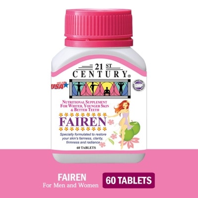 21ST CENTURY 21st CENTURY Fairen Nutritional Supplement For Men & Women Tablets (For Fairer Skin &  Better Teeth) 60s