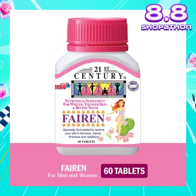 21ST CENTURY 21st CENTURY Fairen Nutritional Supplement For Men & Women Tablets (For Fairer Skin &  Better Teeth) 60s