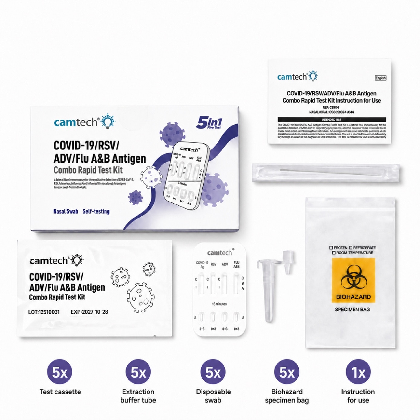 Flu A&B 5 in 1 Rapid Test Kit 5s image