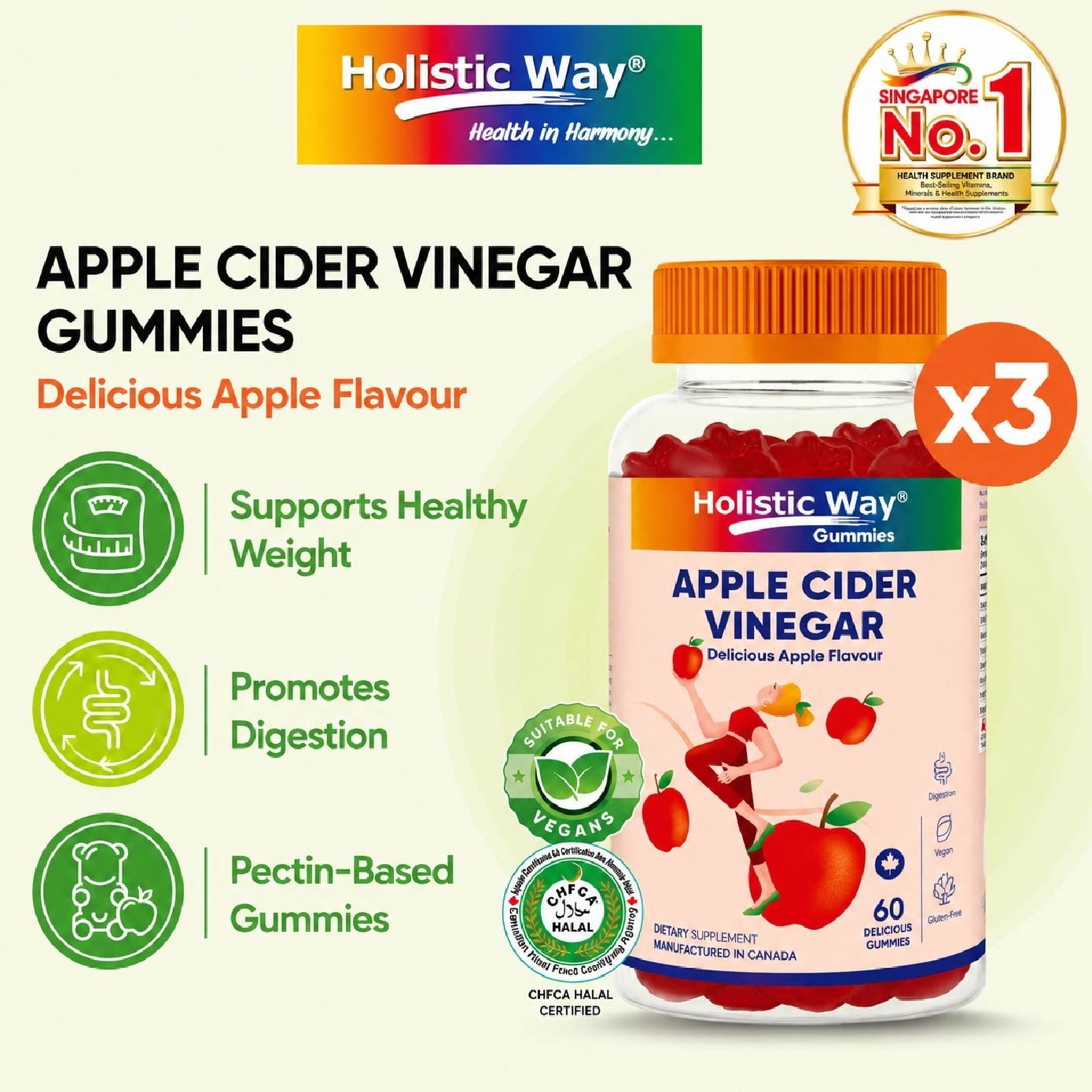 Apple Cider Vinegar Gummy Delicious Apple Flavour Bundle Set 1s image