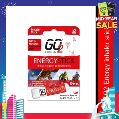 GO2 100% Natural Essential Oils Energy Inhaler Stick (To Helps Support Performance) 1s