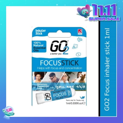 GO2 100% Natural Essential Oils Focus Inhaler Stick 1s (Expiry: May`2026)