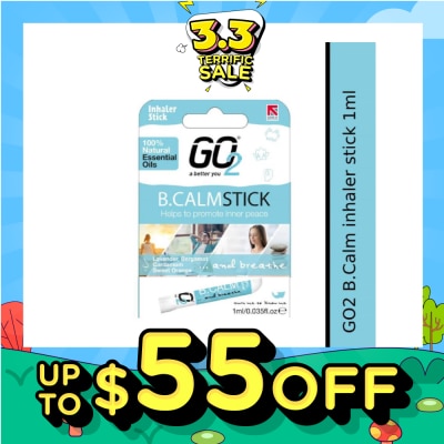 GO2 100% Natural Essential Oils B.Calm Inhaler Stick (To Helps Promote Inner Peace) 1s (Expiry: Oct`2026)