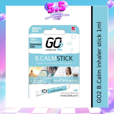 GO2 - 100% Natural Essential Oils B.Calm Inhaler Stick (To Helps Promote Inner Peace) 1s (Expiry: Oct`2026)