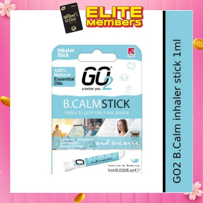 GO2 100% Natural Essential Oils B.Calm Inhaler Stick (To Helps Promote Inner Peace) 1s (Expiry: Oct`2026)