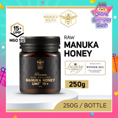 MANUKA SOUTH UMF 15+ MGO512 Manuka Honey (Authentic 100% New Zealand Manuka Honey For Immunity, Digestion, Skin Health) 250g