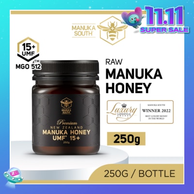 MANUKA SOUTH UMF 15+ MGO512 Manuka Honey (Authentic 100% New Zealand Manuka Honey For Immunity, Digestion, Skin Health) 250g