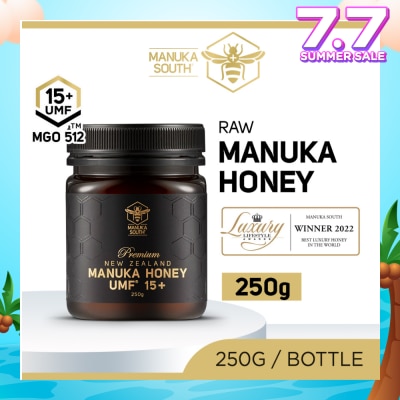MANUKA SOUTH UMF 15+ MGO512 Manuka Honey (Authentic 100% New Zealand Manuka Honey For Immunity, Digestion, Skin Health) 250g