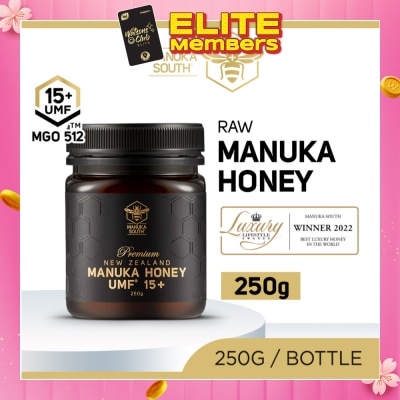 MANUKA SOUTH UMF 15+ MGO512 Manuka Honey (Authentic 100% New Zealand Manuka Honey For Immunity, Digestion, Skin Health) 250g