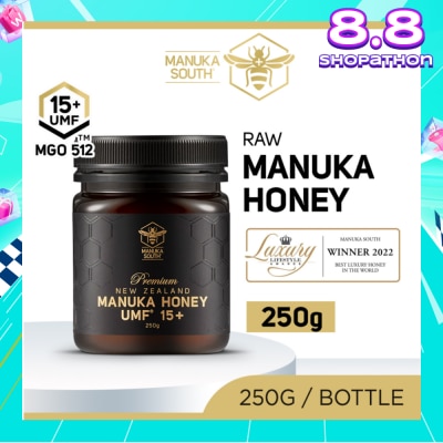 MANUKA SOUTH UMF 15+ MGO512 Manuka Honey (Authentic 100% New Zealand Manuka Honey For Immunity, Digestion, Skin Health) 250g