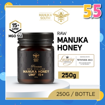 MANUKA SOUTH UMF 15+ MGO512 Manuka Honey (Authentic 100% New Zealand Manuka Honey For Immunity, Digestion, Skin Health) 250g