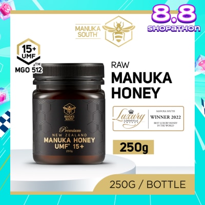 MANUKA SOUTH UMF 15+ MGO512 Manuka Honey (Authentic 100% New Zealand Manuka Honey For Immunity, Digestion, Skin Health) 250g