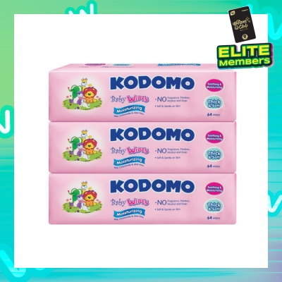 KODOMO Baby Wipes Moisturizing 64s x 3 pack (Expiry: May`2026)