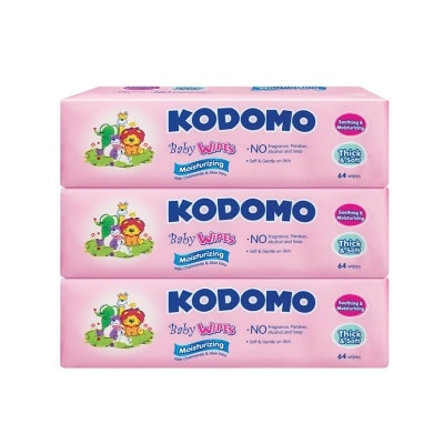 KODOMO Baby Wipes Moisturizing 3x64s