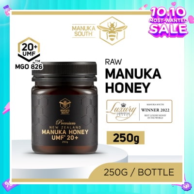 MANUKA SOUTH UMF 20+ MGO826 Manuka Honey (Authentic 100% New Zealand Manuka Honey For Immunity, Digestion & Skin Health) 250g