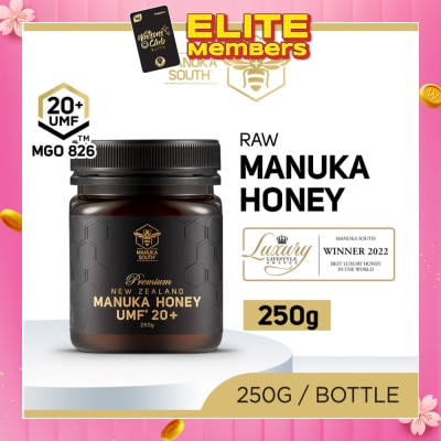 MANUKA SOUTH UMF 20+ MGO826 Manuka Honey (Authentic 100% New Zealand Manuka Honey For Immunity, Digestion & Skin Health) 250g