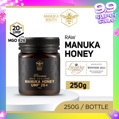 MANUKA SOUTH UMF 20+ MGO826 Manuka Honey (Authentic 100% New Zealand Manuka Honey For Immunity, Digestion & Skin Health) 250g