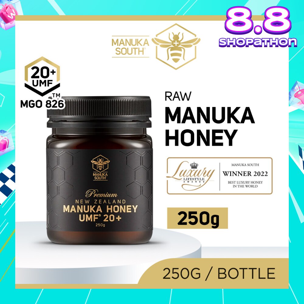 UMF 20+ MGO826 Manuka Honey (Authentic 100% New Zealand Manuka Honey For Immunity, Digestion & Skin Health) 250g