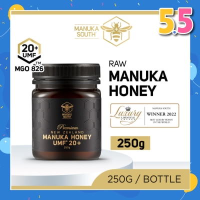 MANUKA SOUTH UMF 20+ MGO826 Manuka Honey (Authentic 100% New Zealand Manuka Honey For Immunity, Digestion & Skin Health) 250g