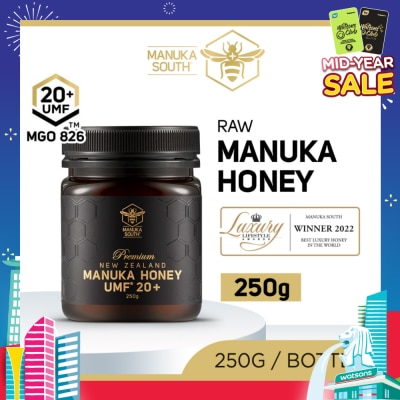MANUKA SOUTH UMF 20+ MGO826 Manuka Honey (Authentic 100% New Zealand Manuka Honey For Immunity, Digestion & Skin Health) 250g