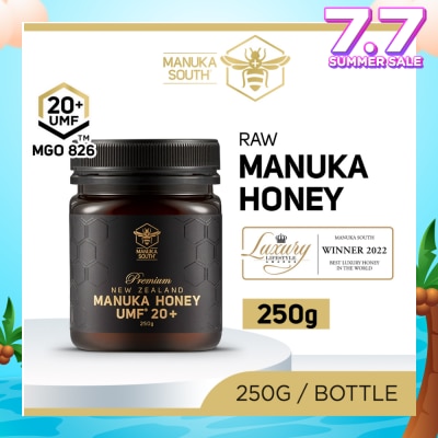MANUKA SOUTH UMF 20+ MGO826 Manuka Honey (Authentic 100% New Zealand Manuka Honey For Immunity, Digestion & Skin Health) 250g