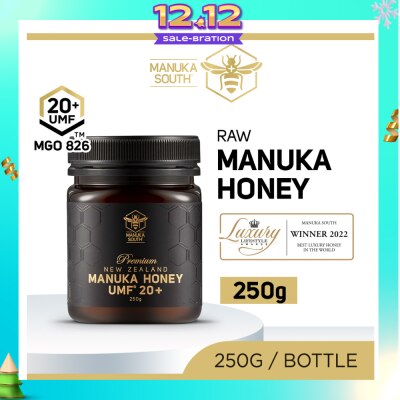 MANUKA SOUTH UMF 20+ MGO826 Manuka Honey (Authentic 100% New Zealand Manuka Honey For Immunity, Digestion & Skin Health) 250g