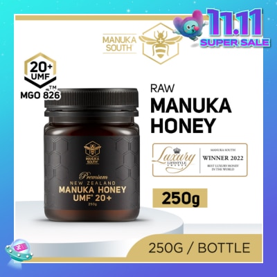 MANUKA SOUTH UMF 20+ MGO826 Manuka Honey (Authentic 100% New Zealand Manuka Honey For Immunity, Digestion & Skin Health) 250g