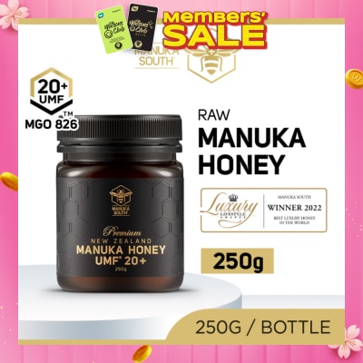 MANUKA SOUTH UMF 20+ MGO826 Manuka Honey (Authentic 100% New Zealand Manuka Honey For Immunity, Digestion & Skin Health) 250g