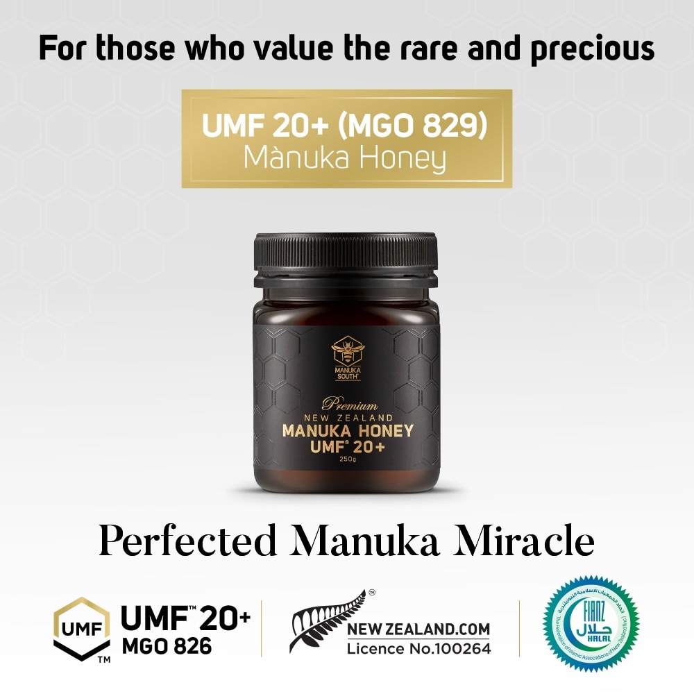 UMF 20+ MGO826 Manuka Honey (Authentic 100% New Zealand Manuka Honey For Immunity, Digestion & Skin Health) 250g