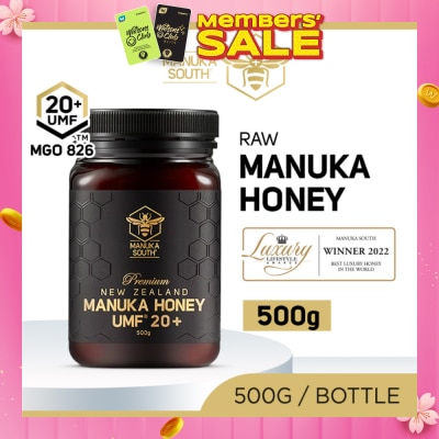 MANUKA SOUTH UMF 20+ MGO826 Manuka Honey (Authentic 100% New Zealand Manuka Honey For Immunity, Digestion & Skin Health) 500g