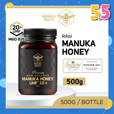 MANUKA SOUTH UMF 20+ MGO826 Manuka Honey (Authentic 100% New Zealand Manuka Honey For Immunity, Digestion & Skin Health) 500g