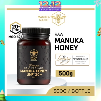 MANUKA SOUTH UMF 20+ MGO826 Manuka Honey (Authentic 100% New Zealand Manuka Honey For Immunity, Digestion & Skin Health) 500g