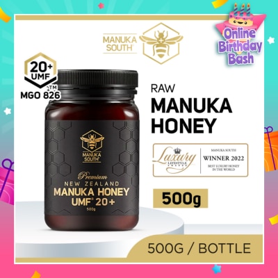 MANUKA SOUTH UMF 20+ MGO826 Manuka Honey (Authentic 100% New Zealand Manuka Honey For Immunity, Digestion & Skin Health) 500g