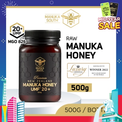 MANUKA SOUTH UMF 20+ MGO826 Manuka Honey (Authentic 100% New Zealand Manuka Honey For Immunity, Digestion & Skin Health) 500g