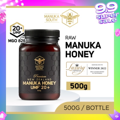 MANUKA SOUTH UMF 20+ MGO826 Manuka Honey (Authentic 100% New Zealand Manuka Honey For Immunity, Digestion & Skin Health) 500g