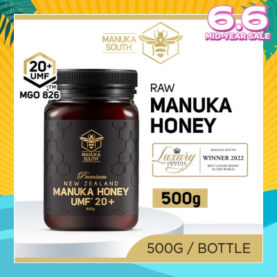 MANUKA SOUTH UMF 20+ MGO826 Manuka Honey (Authentic 100% New Zealand Manuka Honey For Immunity, Digestion & Skin Health) 500g