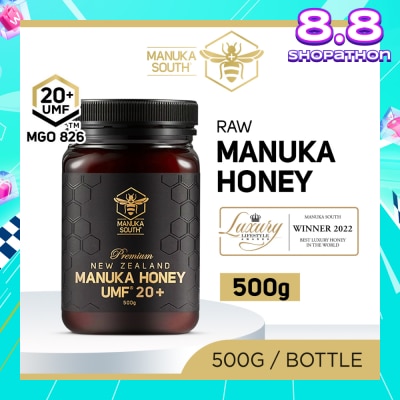 MANUKA SOUTH UMF 20+ MGO826 Manuka Honey (Authentic 100% New Zealand Manuka Honey For Immunity, Digestion & Skin Health) 500g