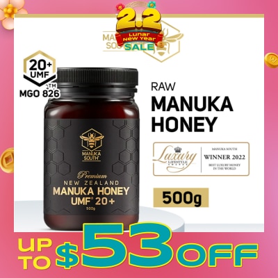 MANUKA SOUTH UMF 20+ MGO826 Manuka Honey (Authentic 100% New Zealand Manuka Honey For Immunity, Digestion & Skin Health) 500g