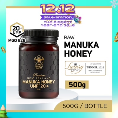 MANUKA SOUTH UMF 20+ MGO826 Manuka Honey (Authentic 100% New Zealand Manuka Honey For Immunity, Digestion & Skin Health) 500g