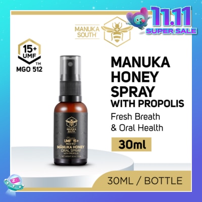 MANUKA SOUTH UMF 15+ MGO 512 Manuka Honey Spray With Propolis (For Cough, Flu, Sore Throat, Ulcer, Gum, Bad Breath & Immunity Support) 30ml