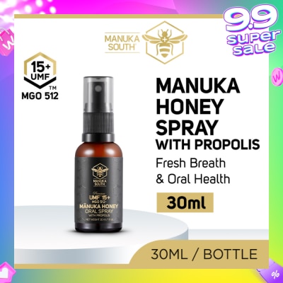 MANUKA SOUTH UMF 15+ MGO 512 Manuka Honey Spray With Propolis (For Cough, Flu, Sore Throat, Ulcer, Gum, Bad Breath & Immunity Support) 30ml