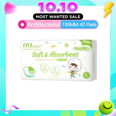 UUCare® Young Girl Antibacterial Pantyliner Non Flourescent Eliminates Odour 155mm 40s image
