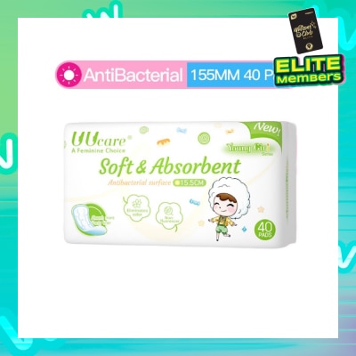 UUCare® Young Girl Antibacterial Pantyliner Non-Flourescent Eliminates Odour 155mm 40s