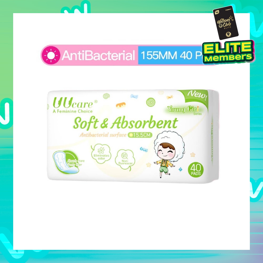 Young Girl Antibacterial Pantyliner Non-Flourescent Eliminates Odour 155mm 40s